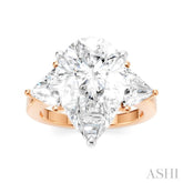 1 1/10 Ctw Pear Shape Trillion Cut & Round Cut Diamond Semi-Mount Engagement Ring in 14K Rose and White Gold